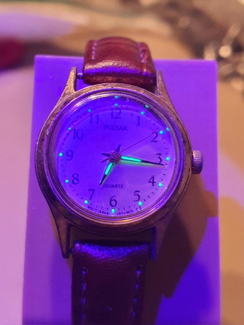 🦋10/$20🦋 Vtg Pulsar Goldtone Leather Women's Watch